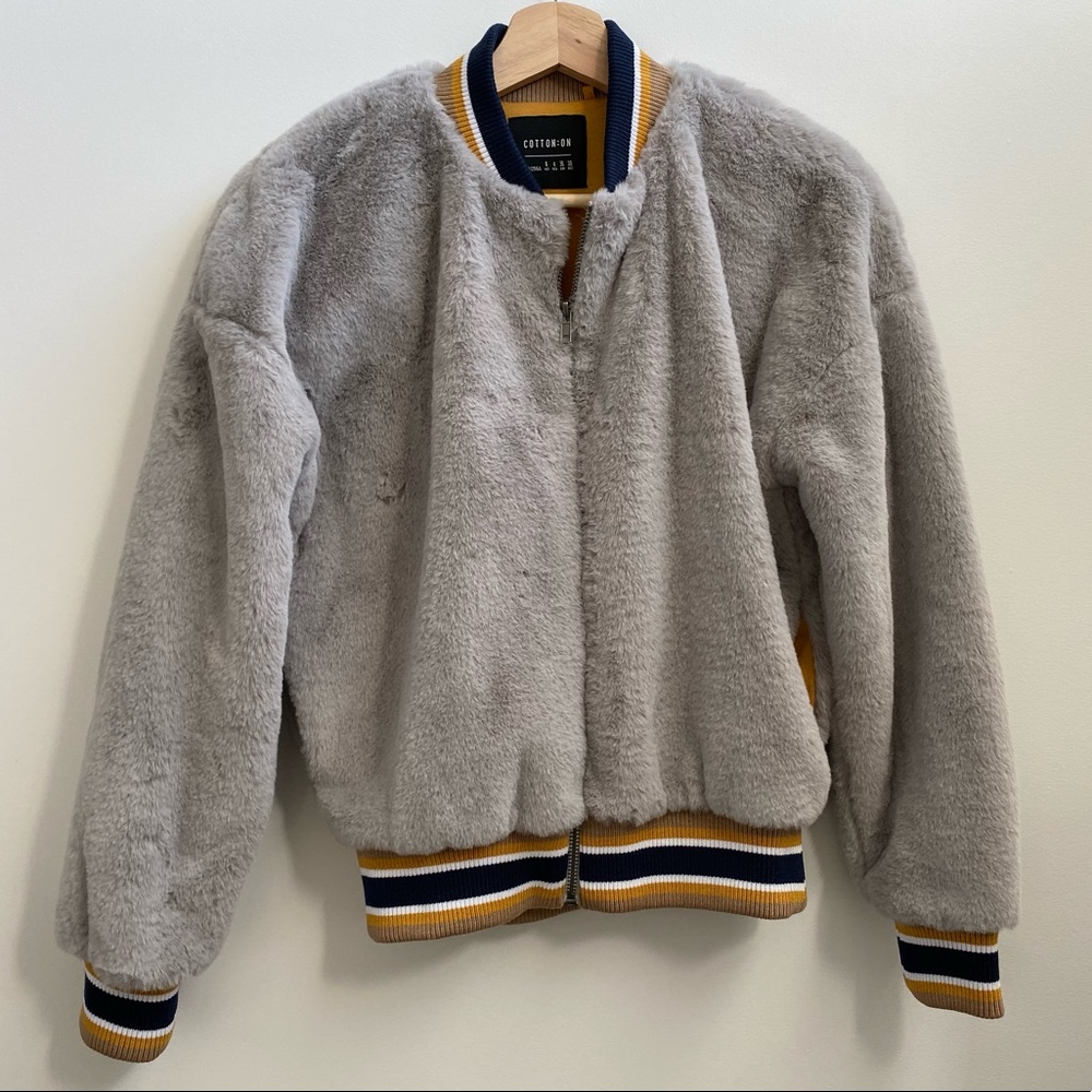 Fluffy bomber jacket